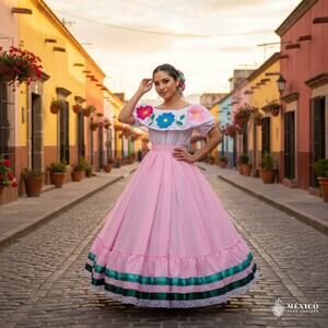 Mexican double circle practice skirt folklorico Adelita skirt one size 39.5 in